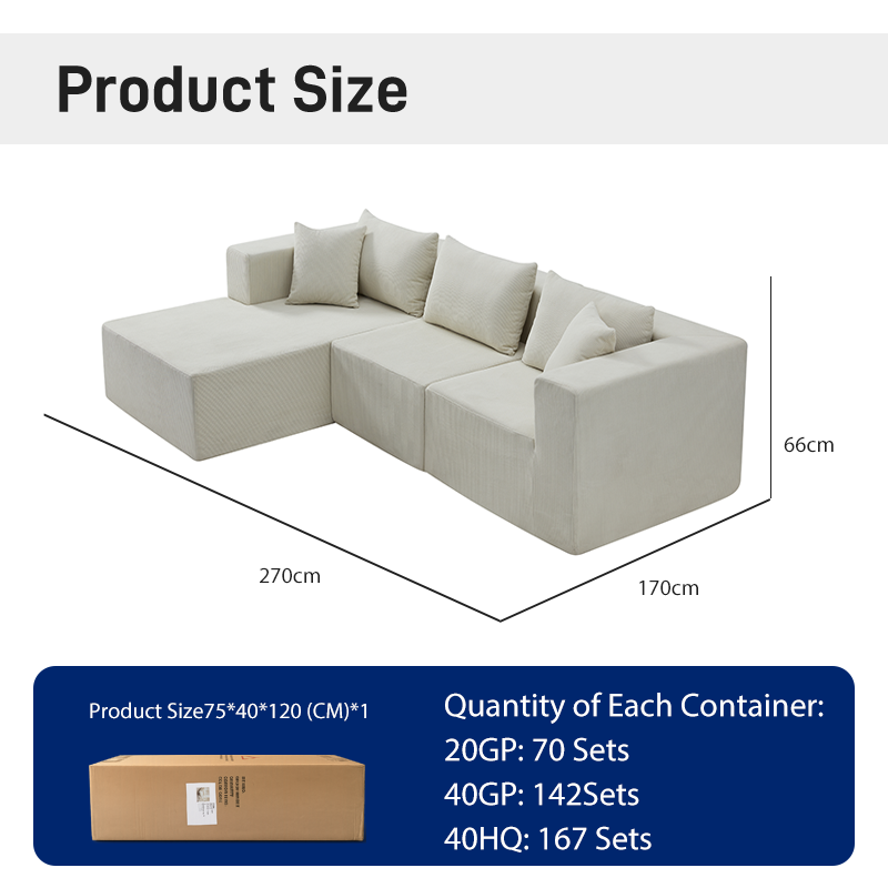 CXACXC Modular Corduroy Cloud Sofa product view 2