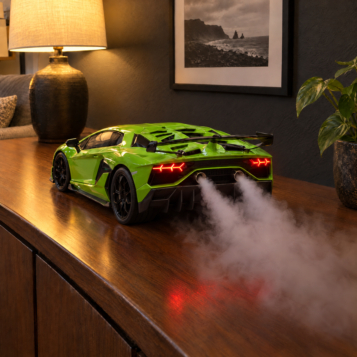 Green Aventador SVJ - rear view