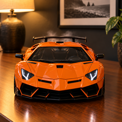Orange Aventador SVJ - front view