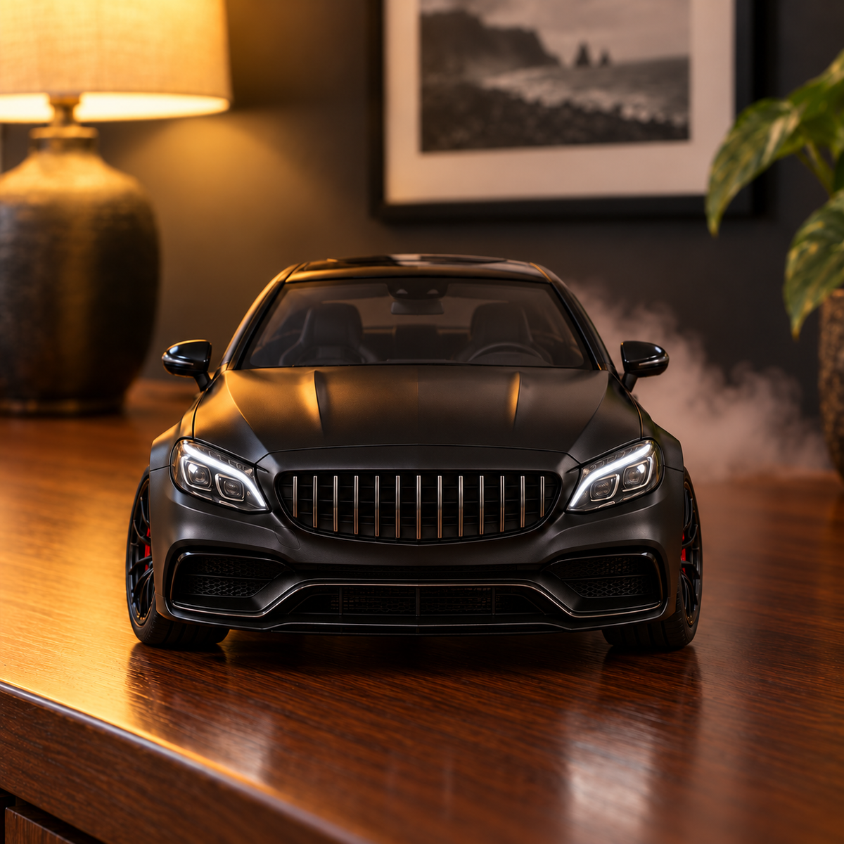 Black C63 AMG - front view