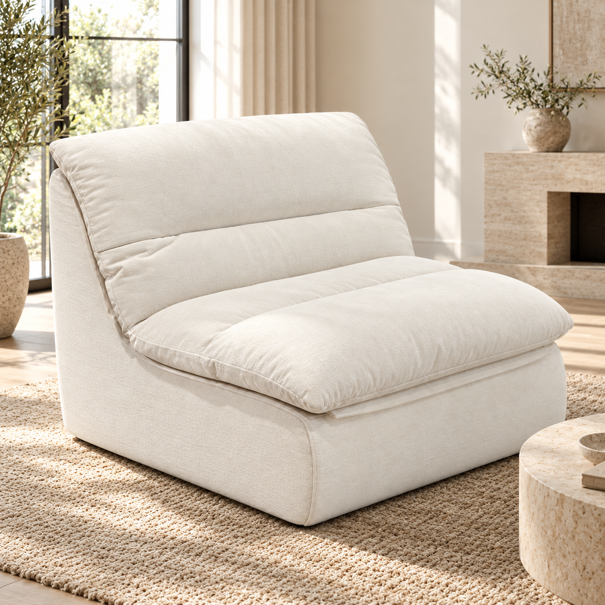 Patchwork Block Cloud Sofa in a contemporary living room