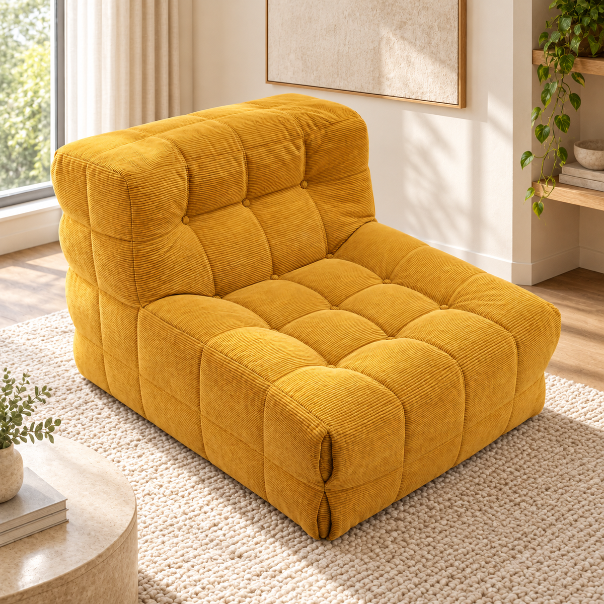 Waffle Grid Cloud Sofa in a contemporary living room