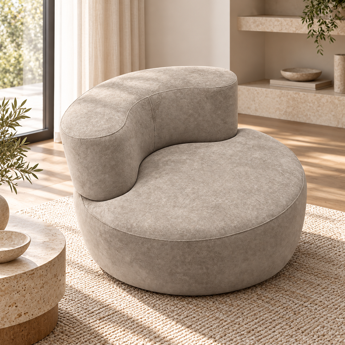 Cashew Curved Cloud Sofa in a contemporary living room