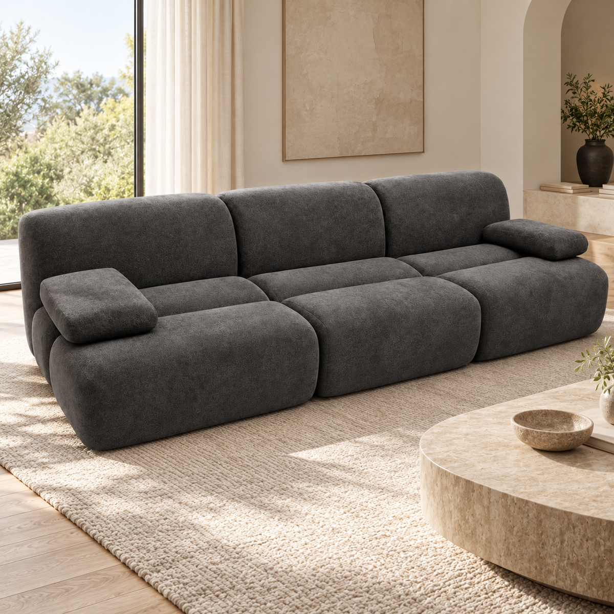 Bamboo Joint Cloud Sofa in a contemporary living room