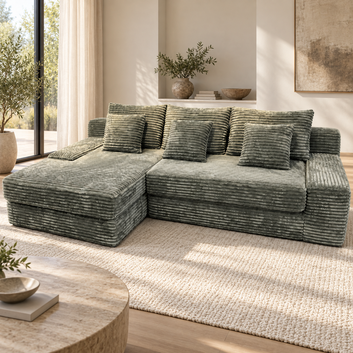 Shar-Pei Ruched Cloud Sofa in a contemporary living room