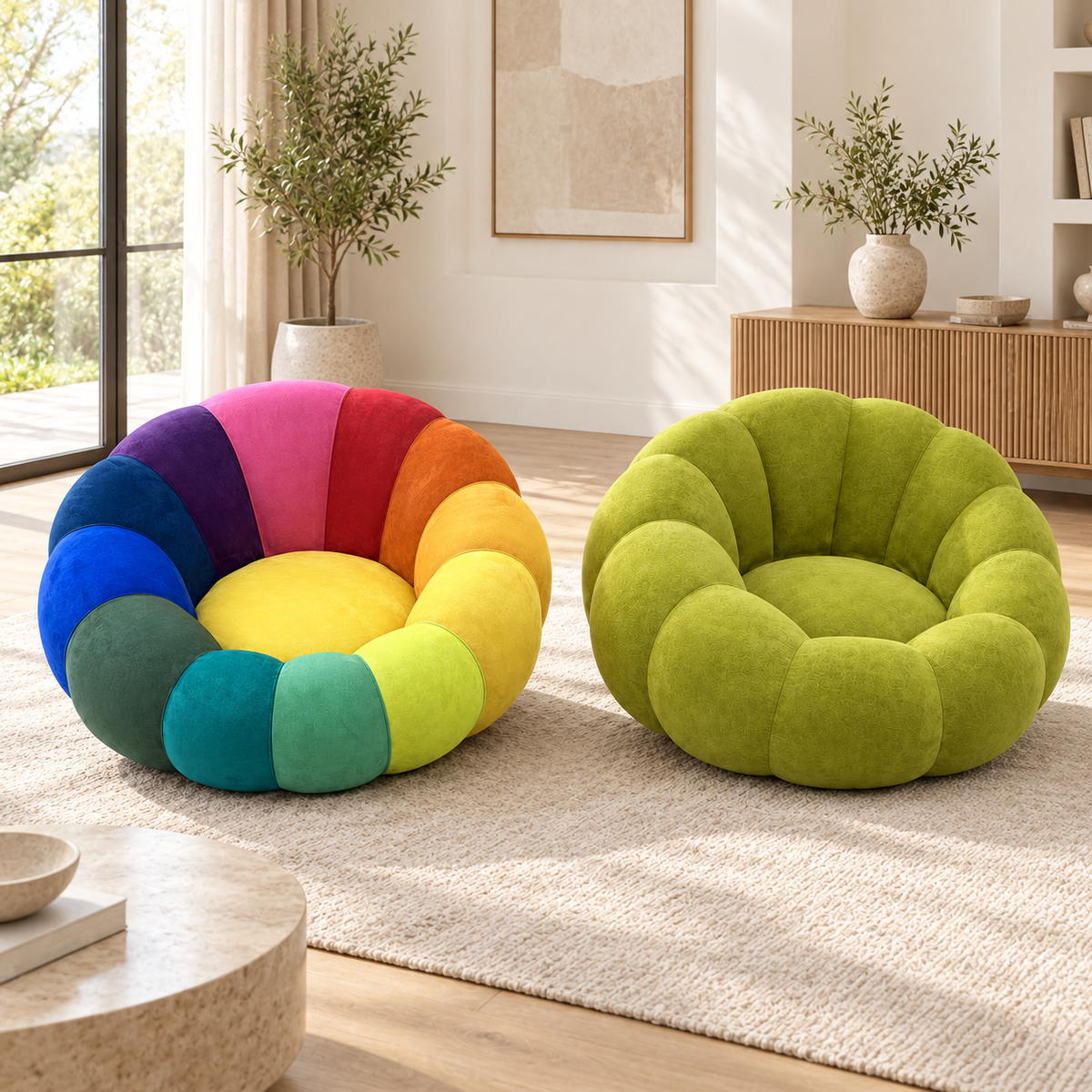 Petal Round Cloud Chair in a contemporary living room