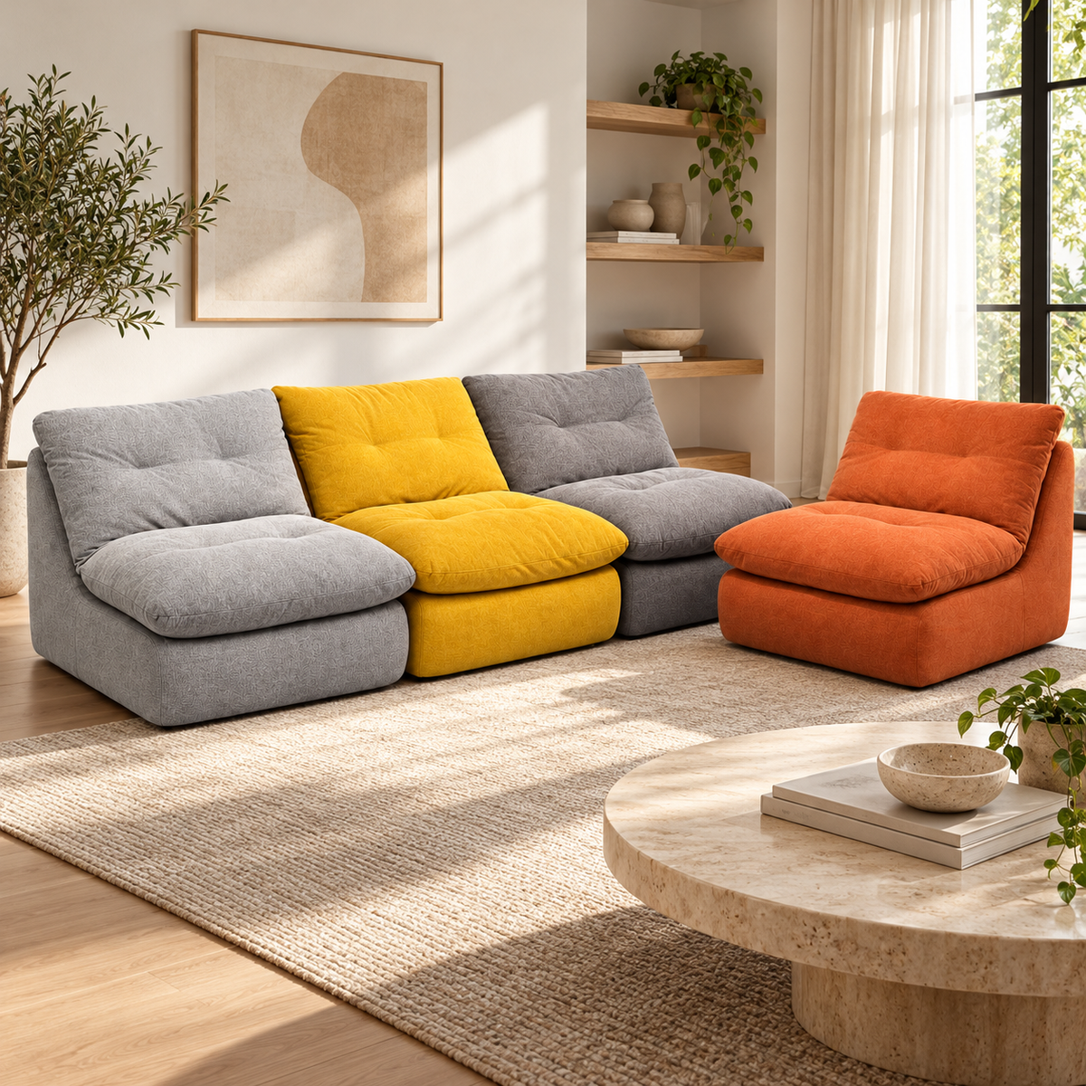 Duo Block Cloud Sofa in a contemporary living room