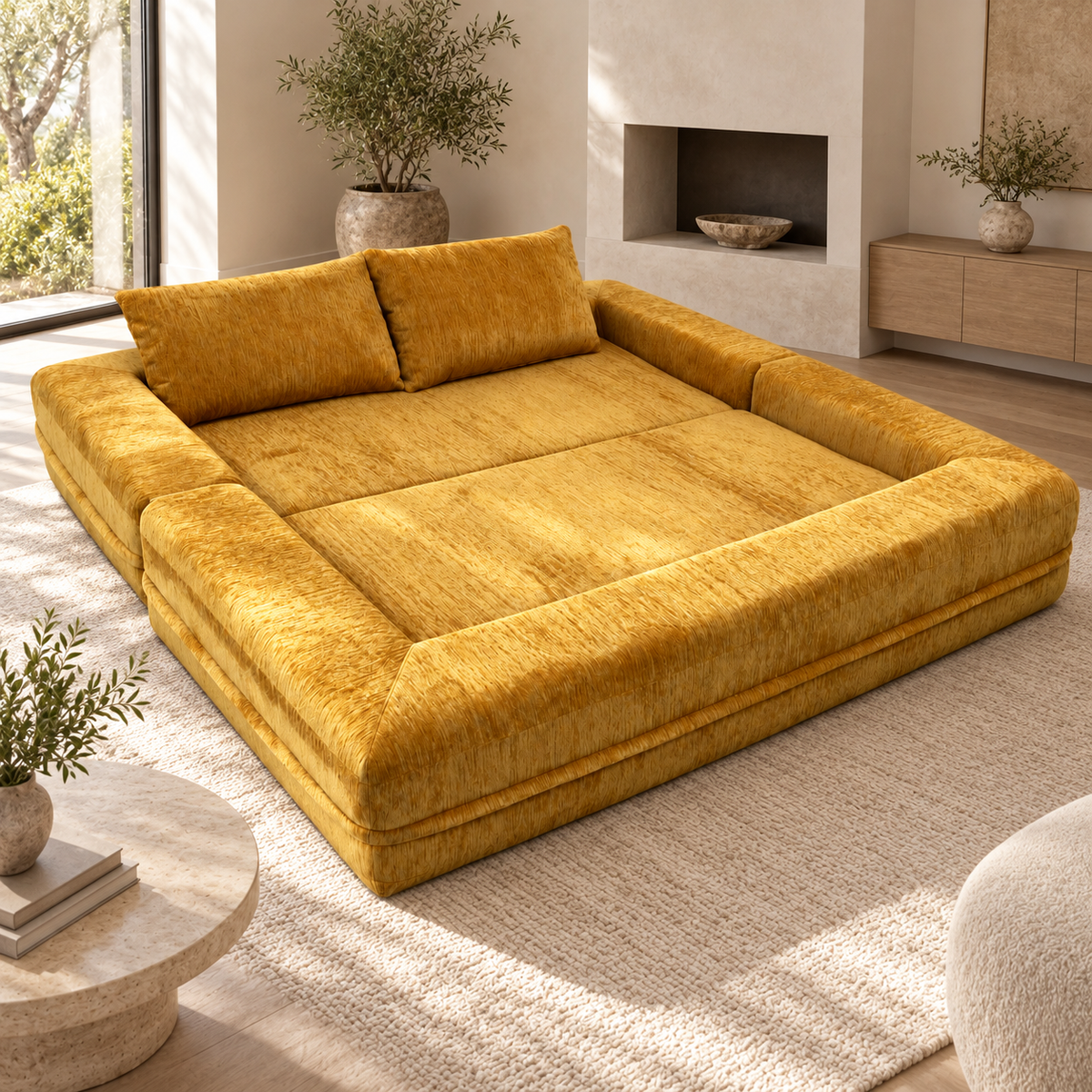 Bird Nest Cloud Sofa Bed in a contemporary living room