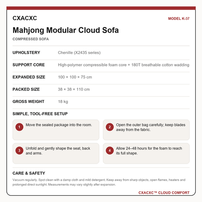 CXACXC K-37 materials dimensions setup and care guide
