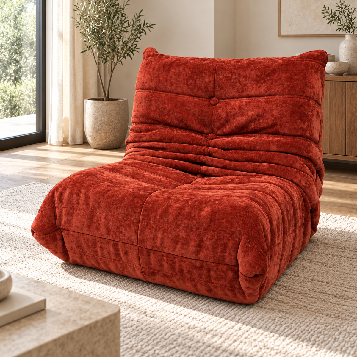 Mini Cube Cloud Stool in a contemporary living room