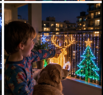 Oruva LED curtain lights festive display