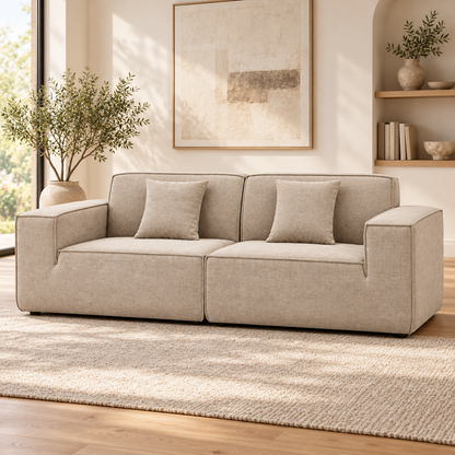 Compact Linen Cloud Sofa in a contemporary living room