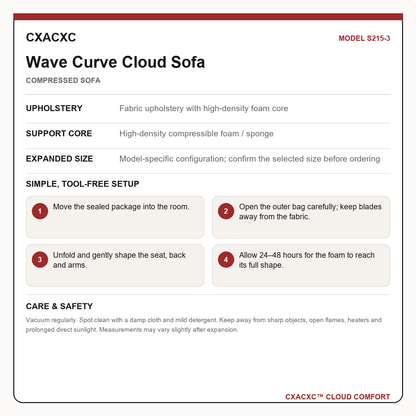 CXACXC S215-3 materials dimensions setup and care guide