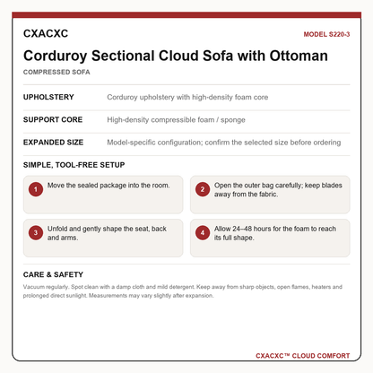 CXACXC S220-3 materials dimensions setup and care guide