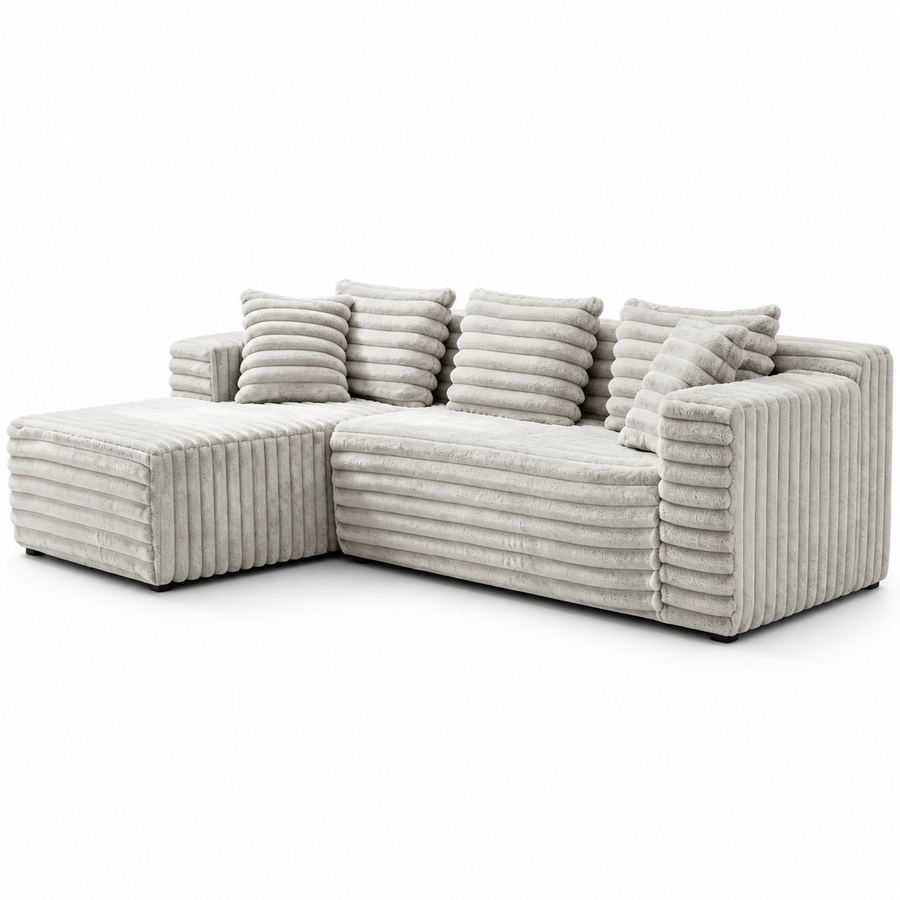 CXACXC™ Corduroy Floor Sectional Cloud Sofa on white background