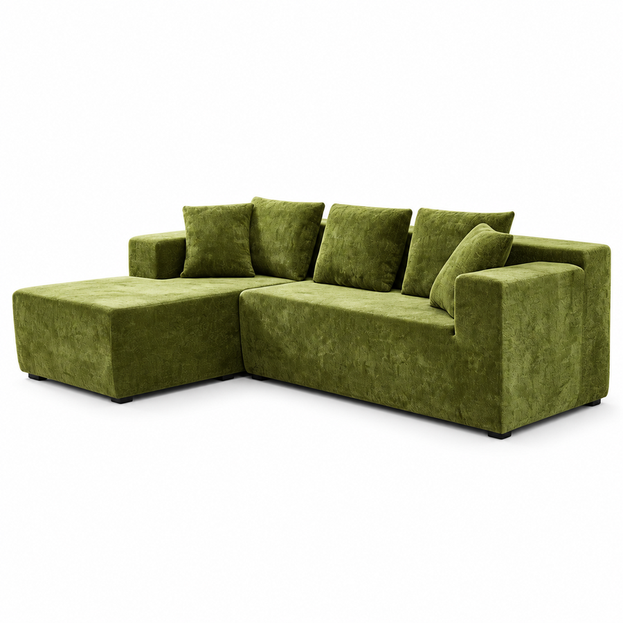 CXACXC™ L-Shaped Chaise Cloud Sofa on white background