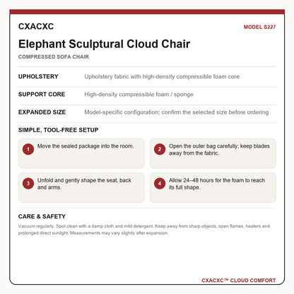 CXACXC S227 materials dimensions setup and care guide