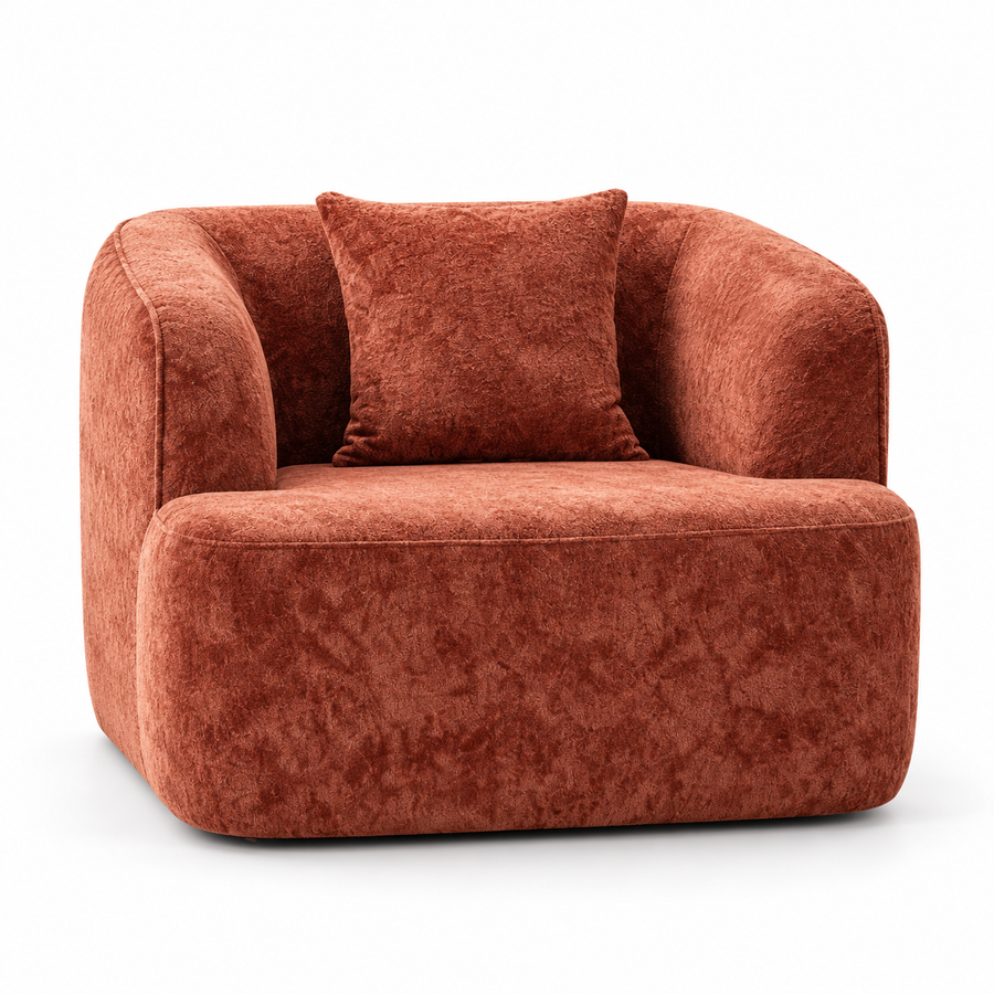 CXACXC™ Rust Red Lounge Cloud Chair on white background