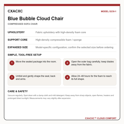 CXACXC S230-1 materials dimensions setup and care guide