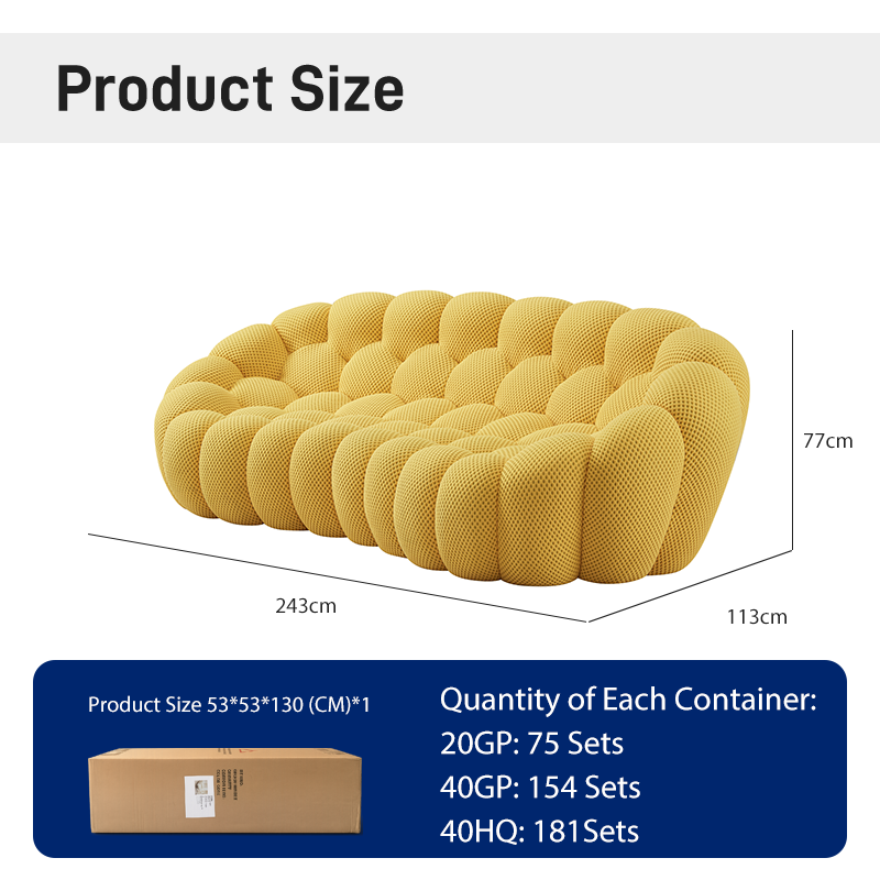 CXACXC Curved Bubble 3-Seater Cloud Sofa product view 2