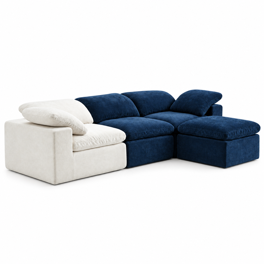 CXACXC™ Overstuffed L-Shaped Cloud Sofa on white background