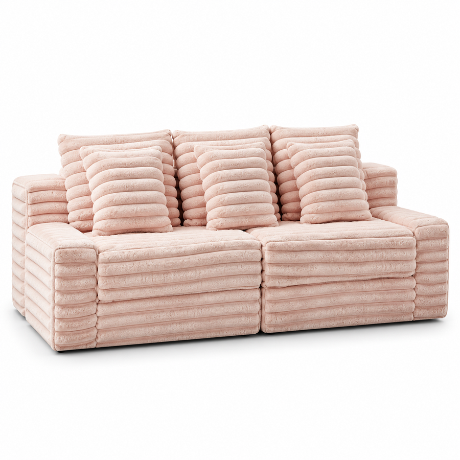 CXACXC™ Velvet 3-Seater Cloud Sofa on white background
