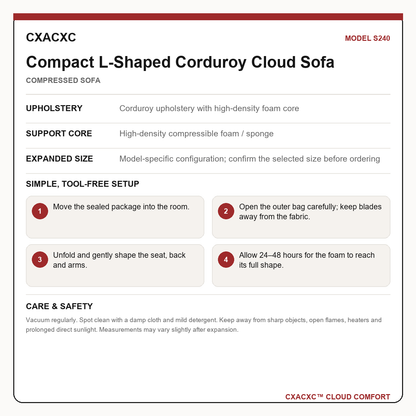 CXACXC S240 materials dimensions setup and care guide
