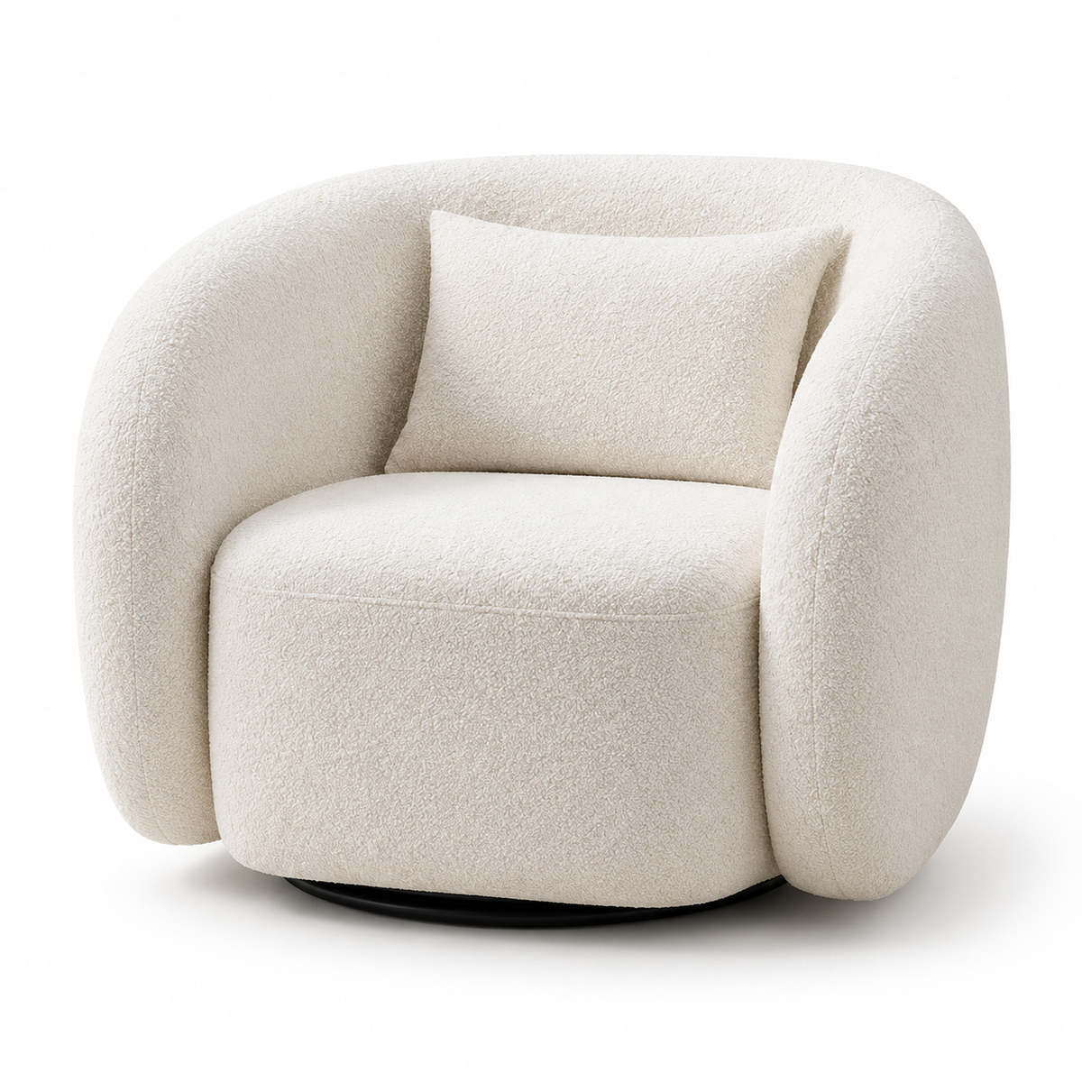 CXACXC™ White Boucle Arc Cloud Chair on white background