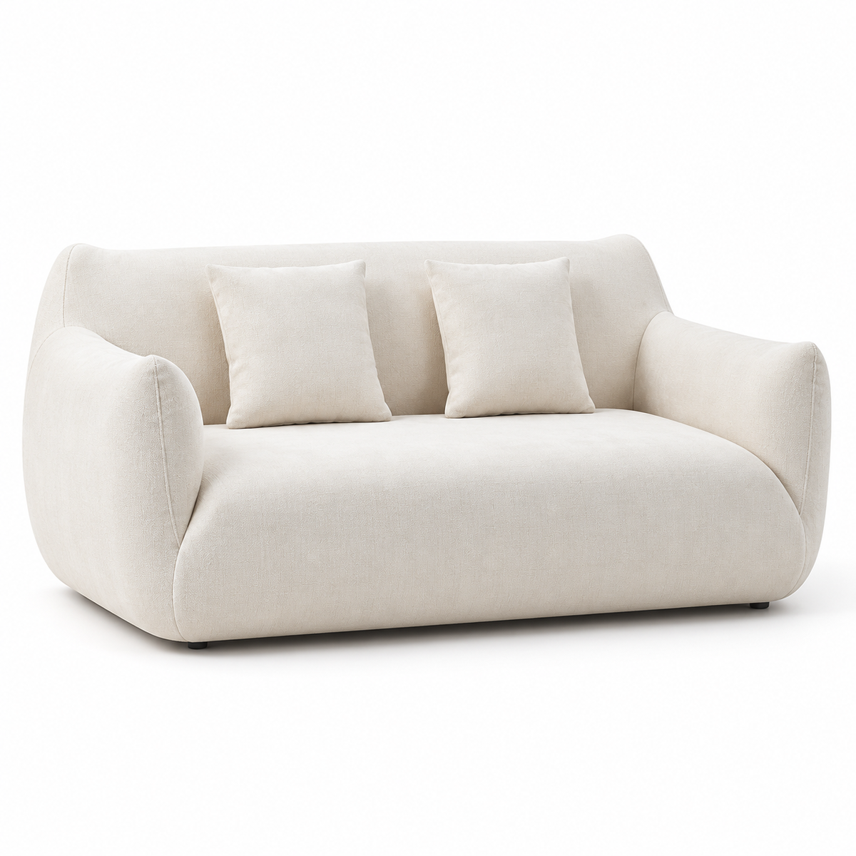 CXACXC™ Cream Teddy 2-Seater Cloud Sofa on white background