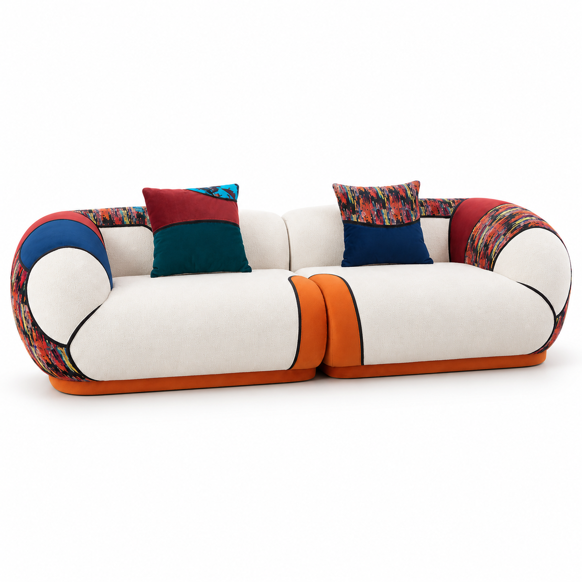 CXACXC™ Pop-Art Patchwork Cloud Sofa on white background