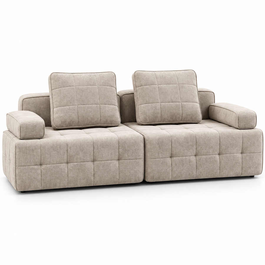 CXACXC™ White Boucle 3-Seater Cloud Sofa on white background