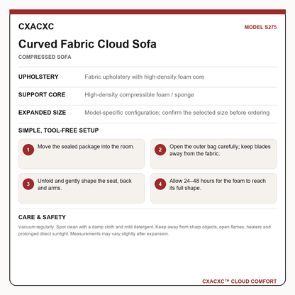 CXACXC S275 materials dimensions setup and care guide