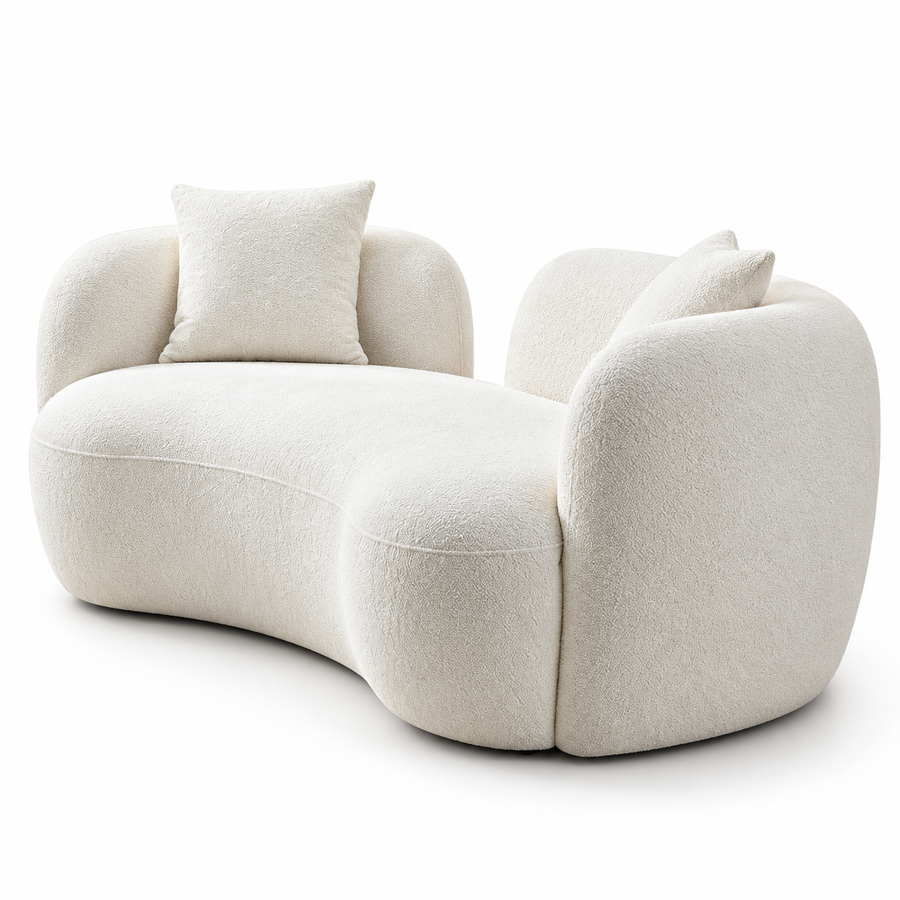 CXACXC™ Curved Fabric Cloud Sofa on white background