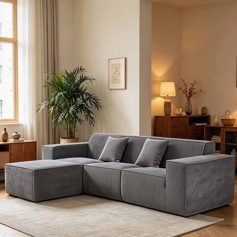CXACXC™ Corduroy Sectional Cloud Sofa with Ottoman product view 3