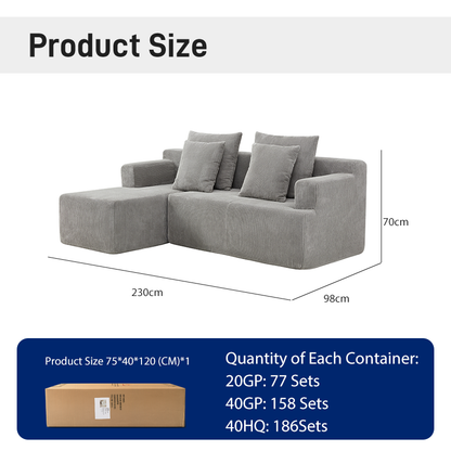 CXACXC™ Compact L-Shaped Corduroy Cloud Sofa product view 1