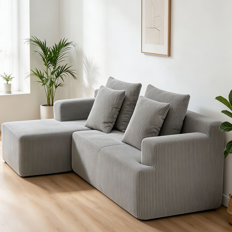 CXACXC™ Compact L-Shaped Corduroy Cloud Sofa product view 2