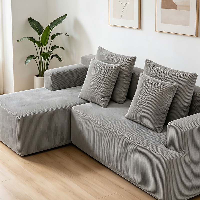 CXACXC™ Compact L-Shaped Corduroy Cloud Sofa product view 3