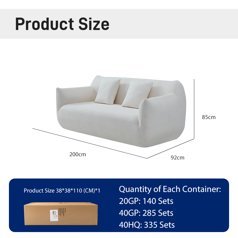 CXACXC™ Cream Teddy 2-Seater Cloud Sofa product view 1